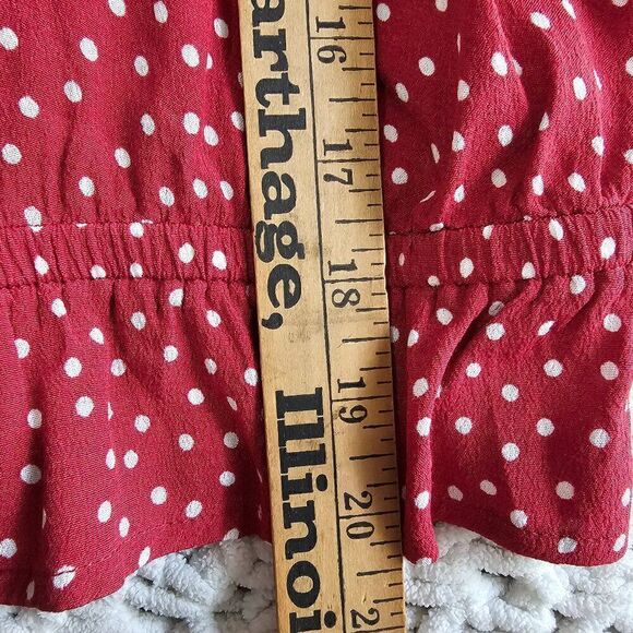 EUC EXPRESS POLKA DOT RED/WHITE FLUTTER STRAPS CINCHED SWEETHEART NECK TANK M - Picture 13 of 13